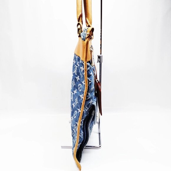 Authentic Louis Vuitton Flat Shopper Blue Monogram Denim Tote Bag mn1293-121225 - Picture 4 of 16